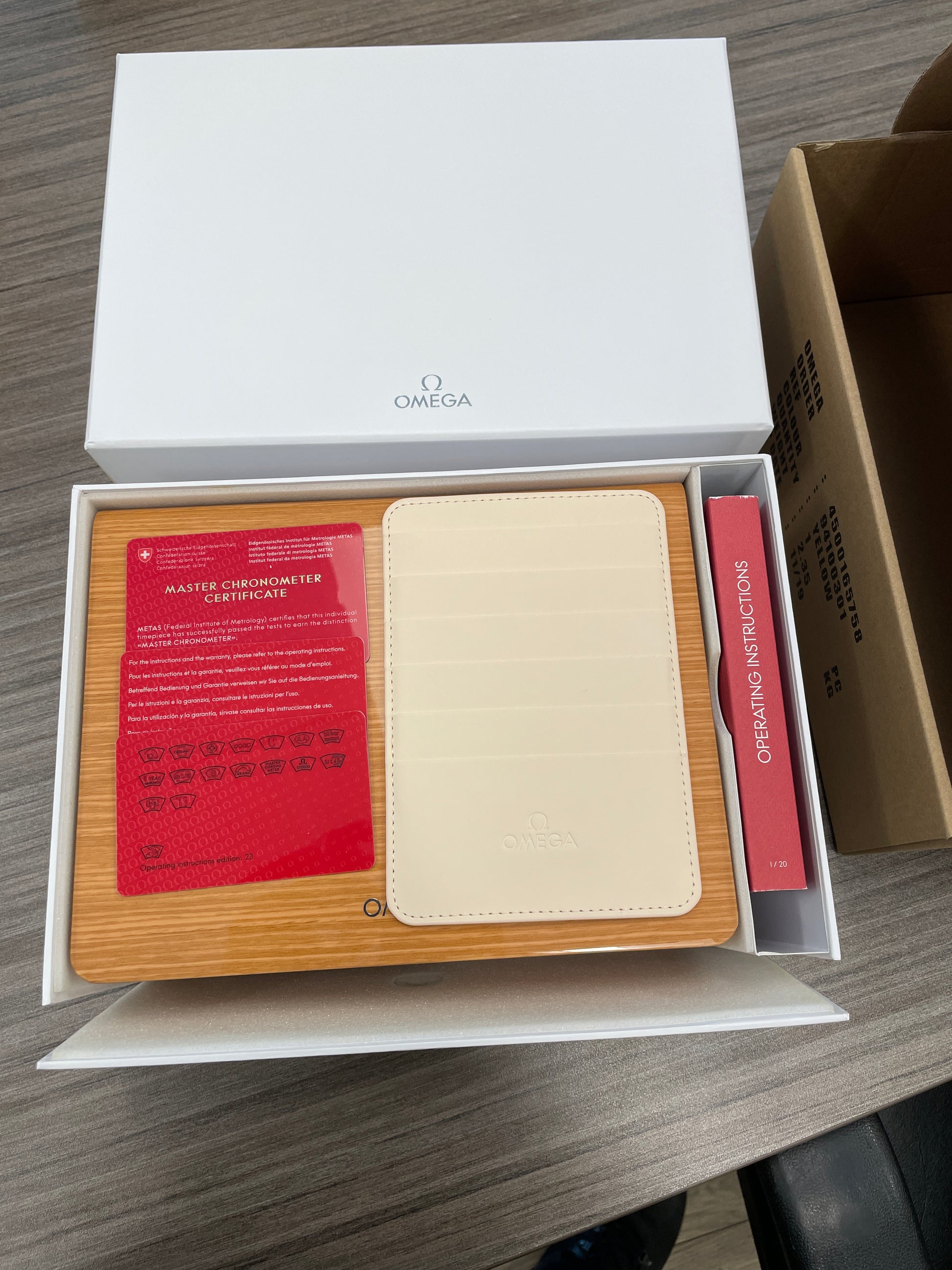Omega red warranty card holder wallet - Omega